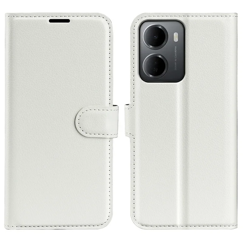 Cover per Xiaomi Redmi 15a 5G con Portafoglio, Supporto, Texture Pelle Litchi, Protettiva Antiurto - Bianco