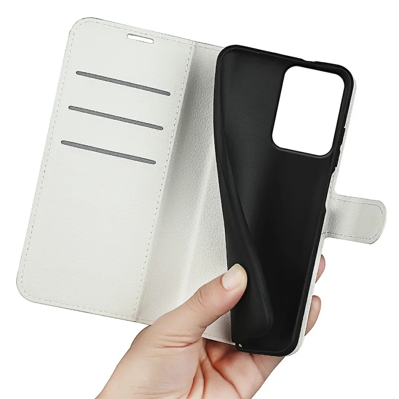 Cover per Xiaomi Redmi 15a 5G con Portafoglio, Supporto, Texture Pelle Litchi, Protettiva Antiurto - Bianco