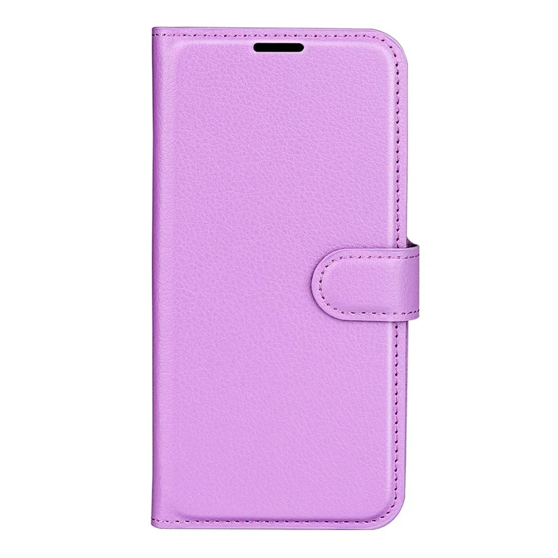 Capa de Telemóvel com Carteira e Suporte, Textura de Lichia, Resistente a Choques, em Pele, para Xiaomi Redmi 15a 5G - Roxo