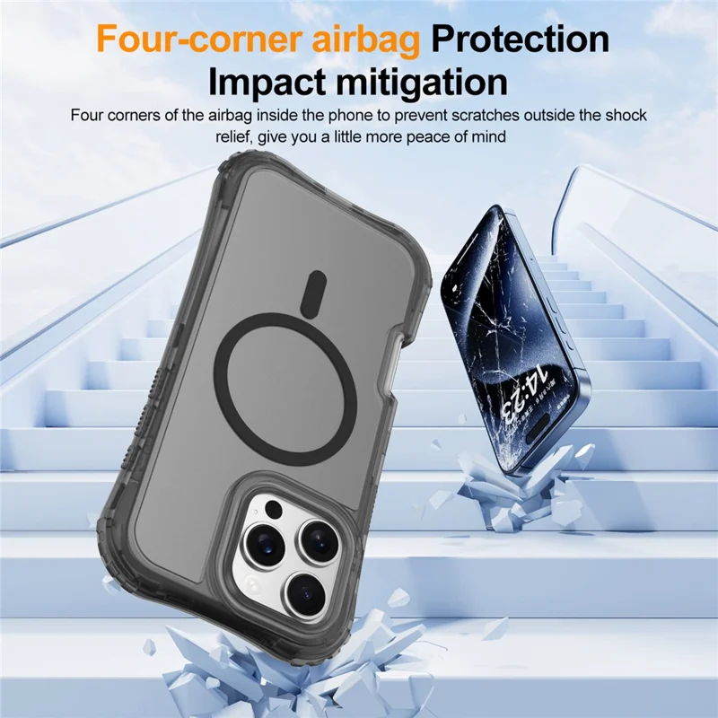 For iPhone 17 Magnetic Phone Case Soft-touch 2-in-1 PC+TPU Shockproof Cover Compatible with MagSafe - Black