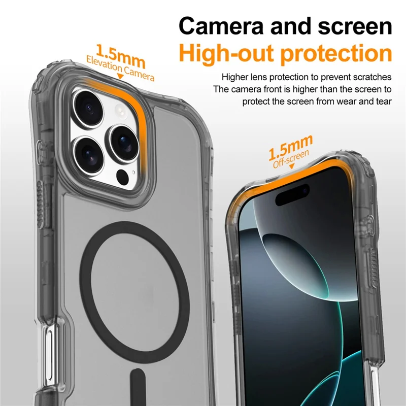 Cover magnetico per iPhone 15 Plus / 14 Plus, custodia morbida 2-in-1 in PC+TPU antiurto, compatibile con MagSafe - Nero