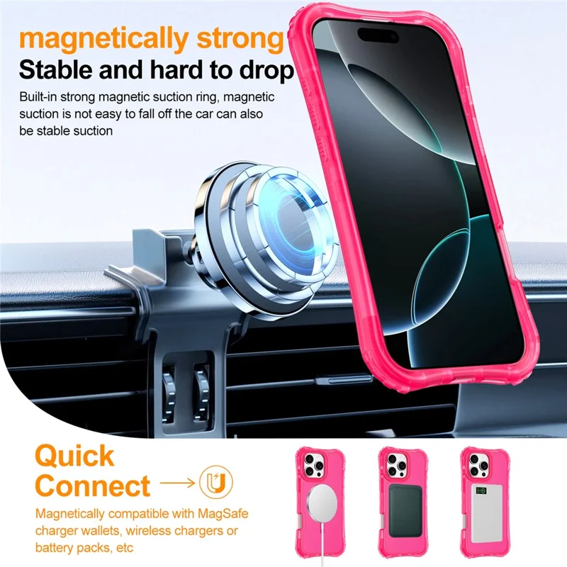 For iPhone 11 Magnetic Phone Case Soft-touch 2-in-1 PC+TPU Shockproof Cover - Rose Pink