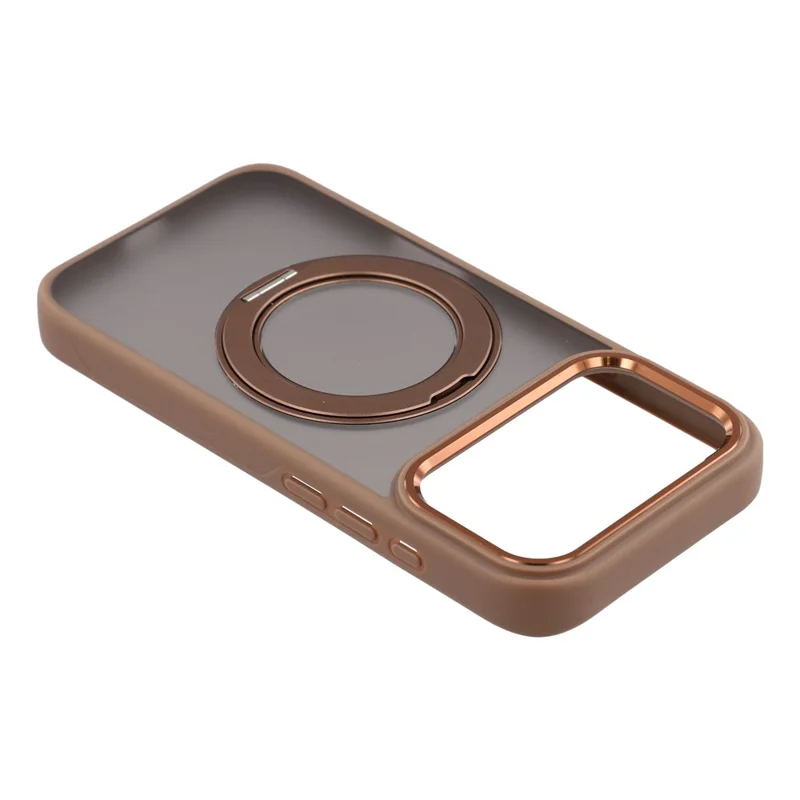 غطاء لهاتف iPhone 17 Pro مع حامل دوار من مادة TPU + PC مقاوم للانزلاق بلون مات - ذهبي
