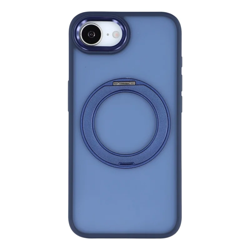 Coque pour iPhone 17e / 16e avec pied pivotant, cadre métallique TPU + PC antidérapante mate - Bleu