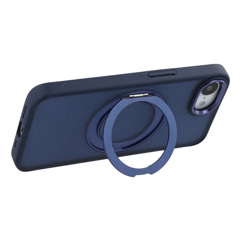 Coque pour iPhone 17e / 16e avec pied pivotant, cadre métallique TPU + PC antidérapante mate - Bleu