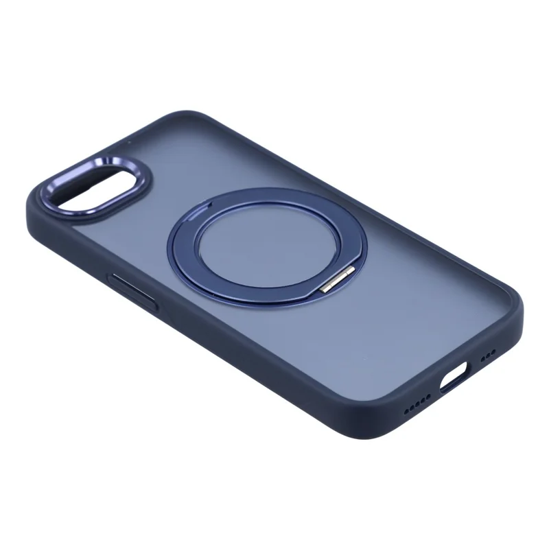 Coque pour iPhone 17e / 16e avec pied pivotant, cadre métallique TPU + PC antidérapante mate - Bleu