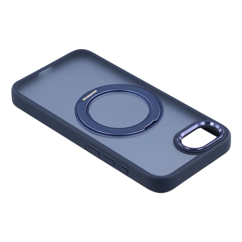 Coque pour iPhone 17e / 16e avec pied pivotant, cadre métallique TPU + PC antidérapante mate - Bleu