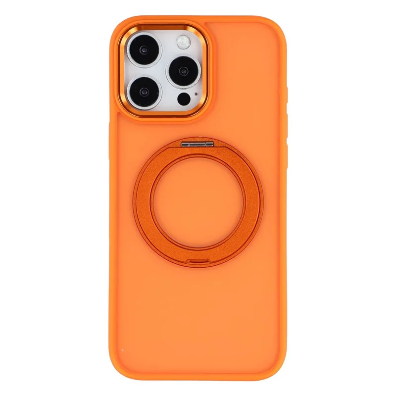 Obudowa na iPhone 16 Pro Max z obracającą się podstawką TPU + PC, matowa pokrywa tylna przeciwpoślizgowa - Pomarańczowy