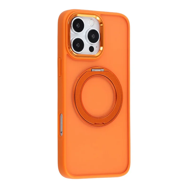 Obudowa na iPhone 16 Pro Max z obracającą się podstawką TPU + PC, matowa pokrywa tylna przeciwpoślizgowa - Pomarańczowy