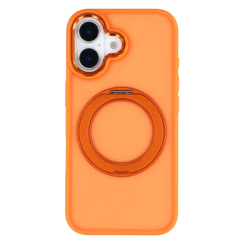 Til iPhone 16 Plus hylse med roterende støtte TPU + PC anti-slip mat hylse - Orange