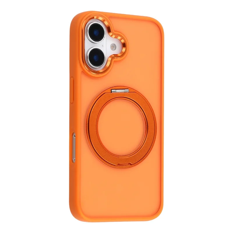 Til iPhone 16 Plus hylse med roterende støtte TPU + PC anti-slip mat hylse - Orange