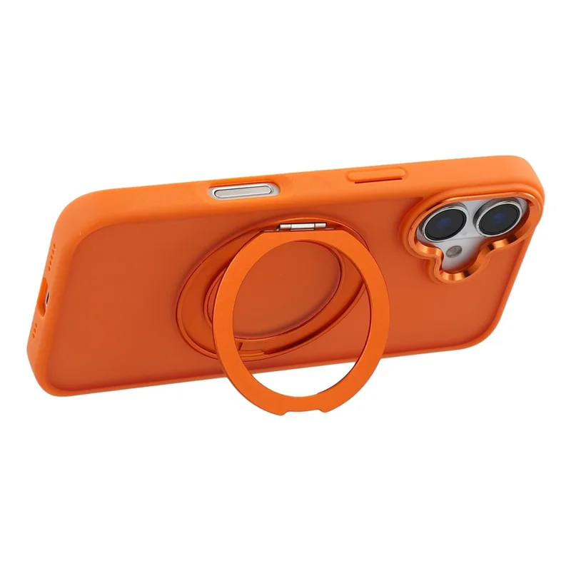 Til iPhone 16 Plus hylse med roterende støtte TPU + PC anti-slip mat hylse - Orange