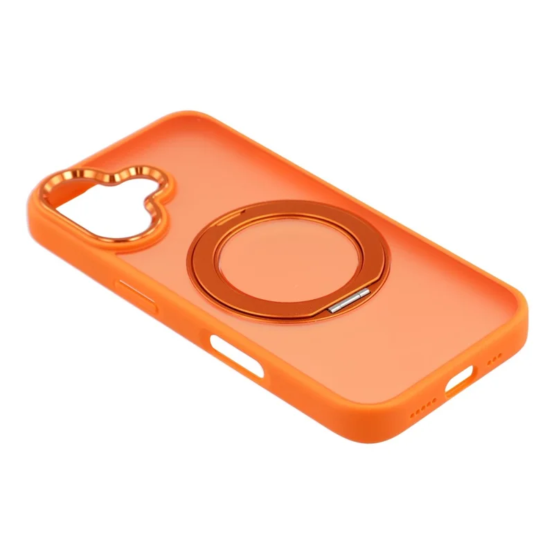 Til iPhone 16 Plus hylse med roterende støtte TPU + PC anti-slip mat hylse - Orange
