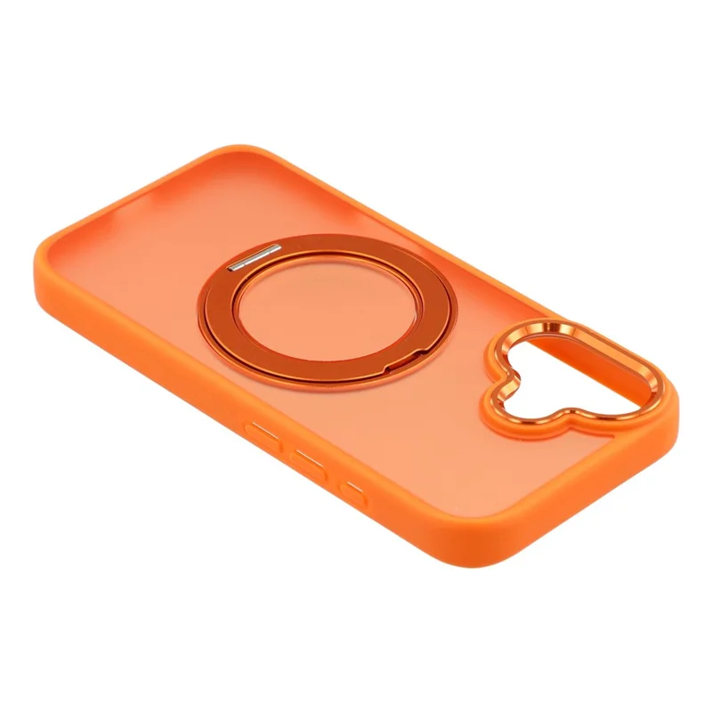 Til iPhone 16 Plus hylse med roterende støtte TPU + PC anti-slip mat hylse - Orange