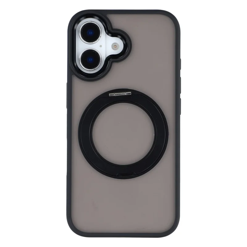 Voor iPhone 16 Hoesje Draaibare Standaard TPU + PC Antislip Matte Telefoonhoes - Zwart