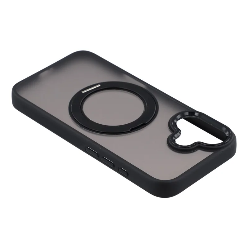 Voor iPhone 16 Hoesje Draaibare Standaard TPU + PC Antislip Matte Telefoonhoes - Zwart