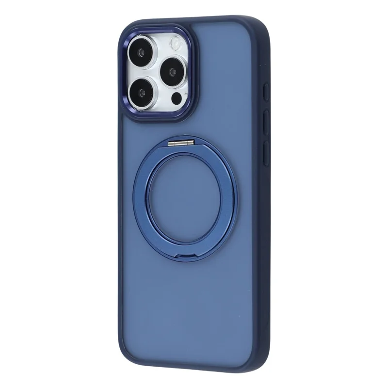 Telefoonhoesje voor iPhone 15 Pro Max met draaiende kickstand TPU + PC antislip matte rugcover - Blauw
