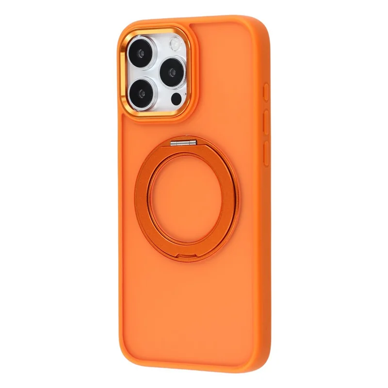 For iPhone 15 Pro Case Rotating Kickstand TPU + PC Anti-slip Matte Phone Back Cover - Orange