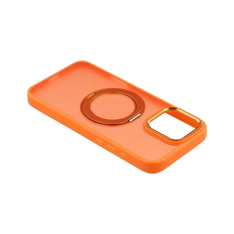 For iPhone 15 Pro Case Rotating Kickstand TPU + PC Anti-slip Matte Phone Back Cover - Orange