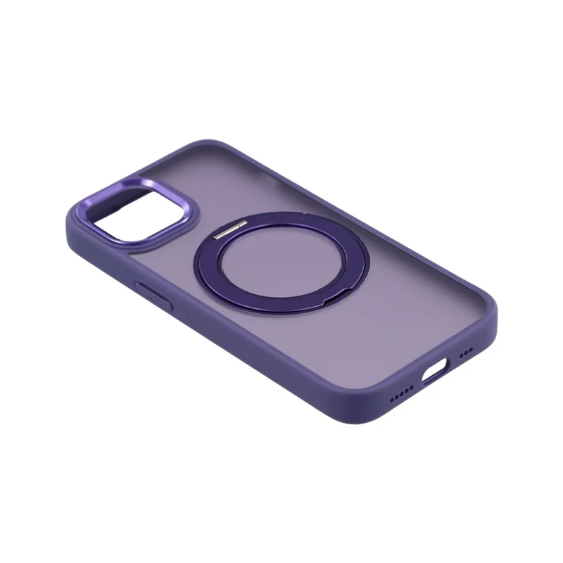For iPhone 15 Plus / 14 Plus Case Rotating Kickstand TPU + PC Anti-slip Matte Phone Back Cover - Purple