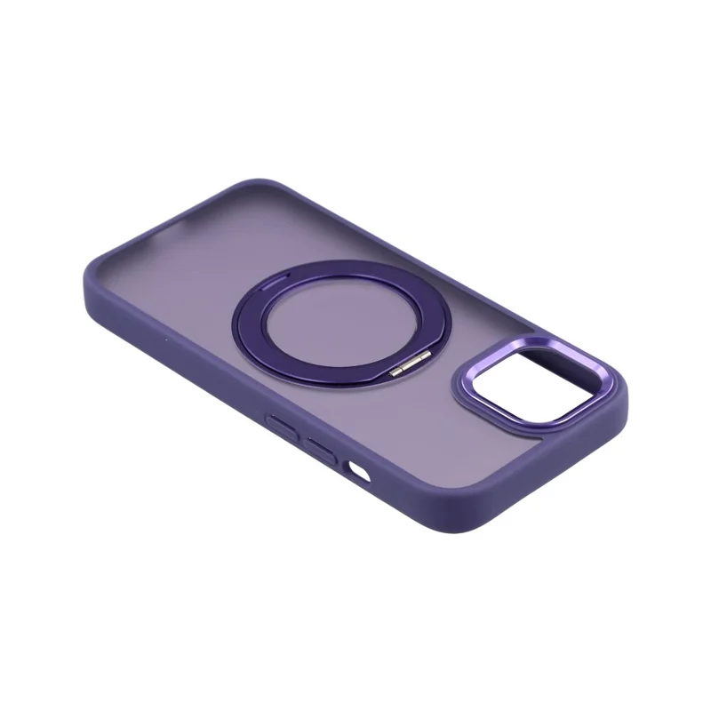 For iPhone 15 Plus / 14 Plus Case Rotating Kickstand TPU + PC Anti-slip Matte Phone Back Cover - Purple