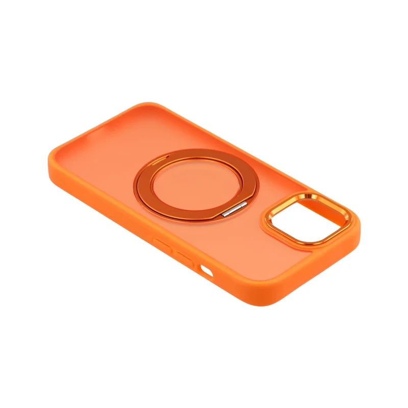 For iPhone 15 Case Rotating Kickstand TPU + PC Anti-slip Matte Phone Back Cover - Orange