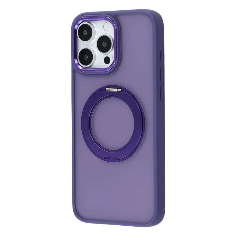 Telefoonhoesje voor iPhone 14 Pro Max met draaibare standaard TPU + PC antislip matte achterkant - Paars