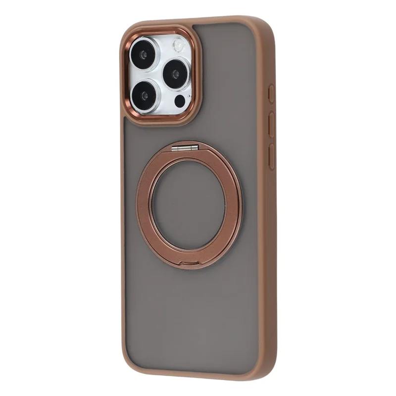 For iPhone 14 Pro Case Rotating Kickstand TPU + PC Anti-slip Matte Phone Back Cover - Gold