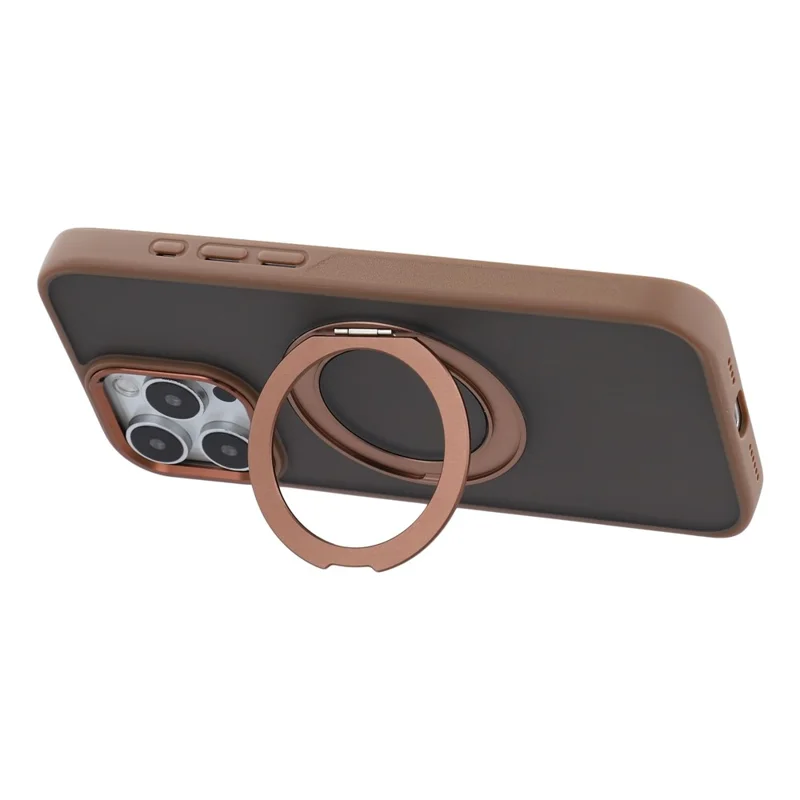 For iPhone 14 Pro Case Rotating Kickstand TPU + PC Anti-slip Matte Phone Back Cover - Gold
