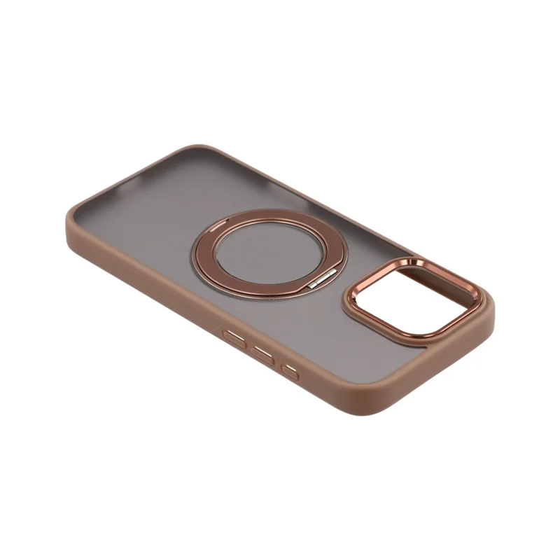 For iPhone 14 Pro Case Rotating Kickstand TPU + PC Anti-slip Matte Phone Back Cover - Gold