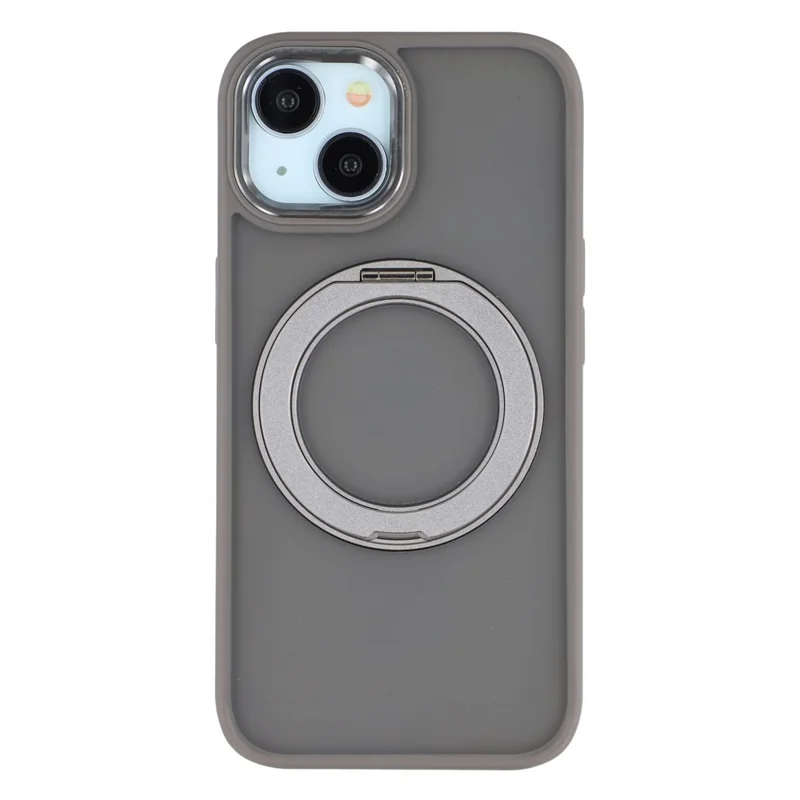 Funda para iPhone 14 con soporte de anillo giratorio, cubierta trasera antideslizante mate de TPU + PC - Gris