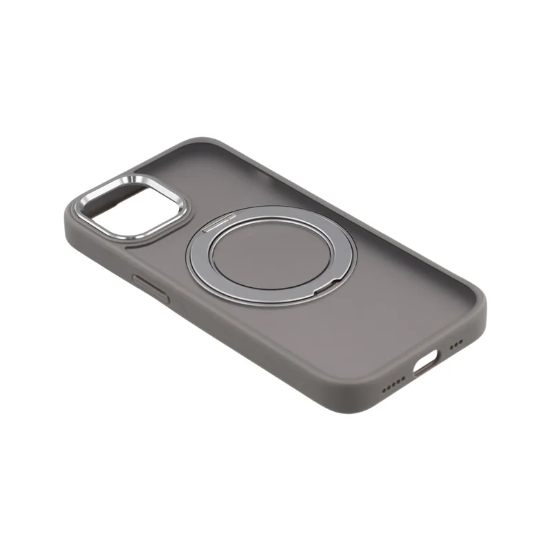 Funda para iPhone 14 con soporte de anillo giratorio, cubierta trasera antideslizante mate de TPU + PC - Gris