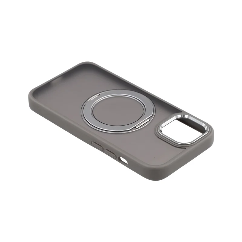Funda para iPhone 14 con soporte de anillo giratorio, cubierta trasera antideslizante mate de TPU + PC - Gris
