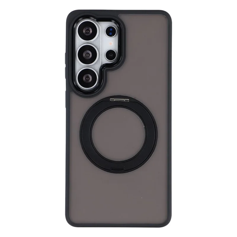 For Samsung Galaxy S25 Ultra Case Rotating Kickstand TPU + PC Anti-slip Matte Phone Back Cover - Black