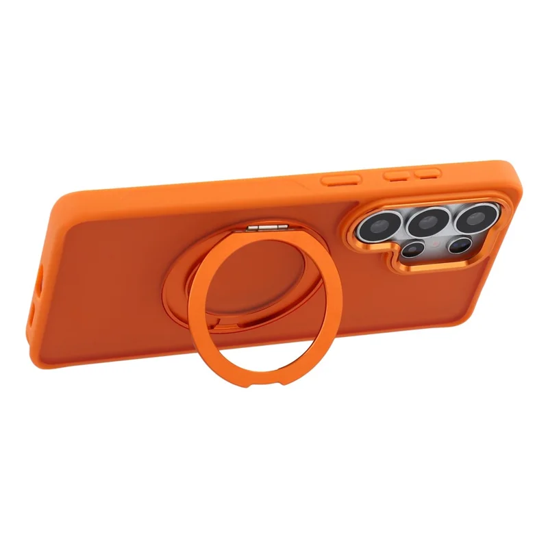 For Samsung Galaxy S24 Ultra Case Rotating Kickstand TPU + PC Anti-slip Matte Phone Back Cover - Orange