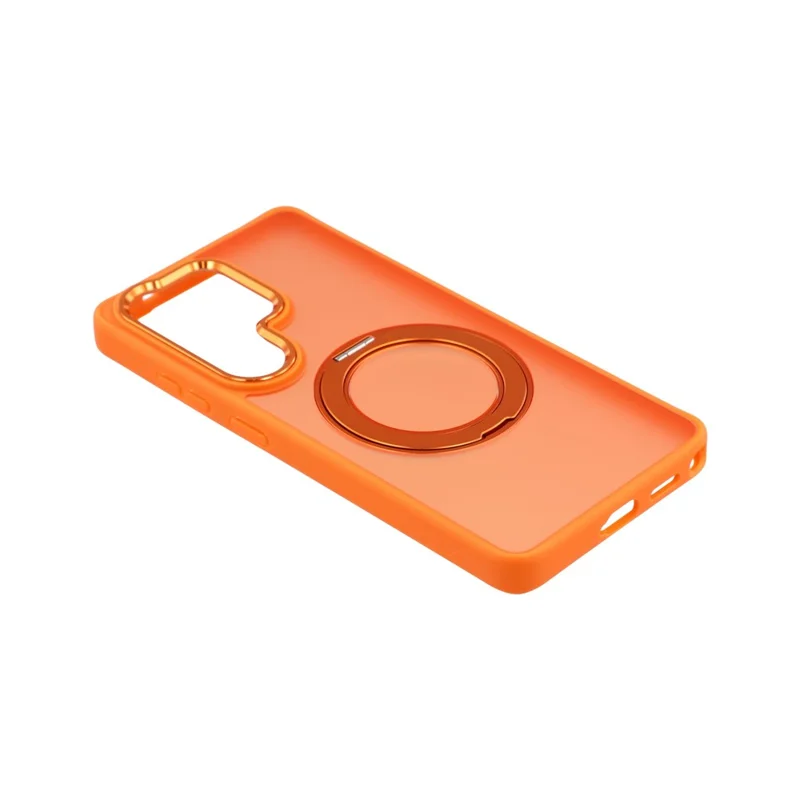 For Samsung Galaxy S24 Ultra Case Rotating Kickstand TPU + PC Anti-slip Matte Phone Back Cover - Orange