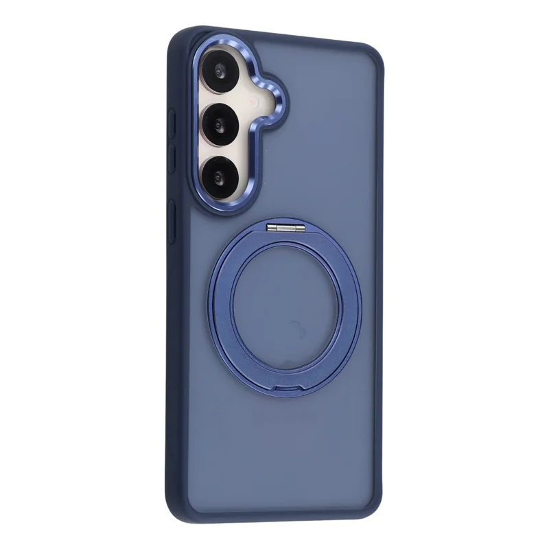 För Samsung Galaxy S25 Skal Med Roterande Flikstöd TPU + PC Anti-rutsch Matt Mobilhållare - Blå