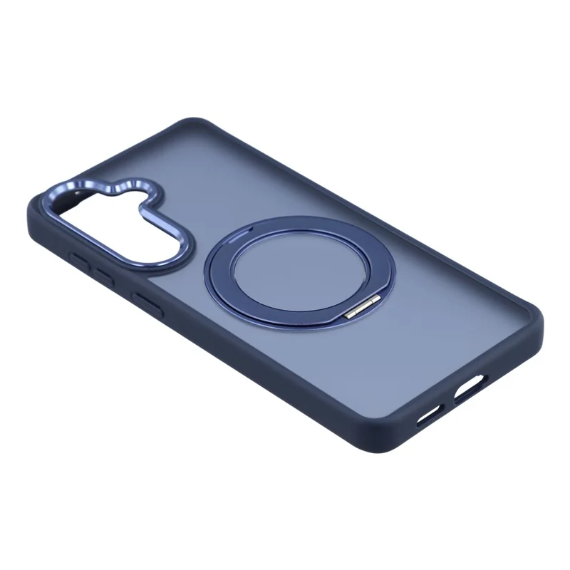 För Samsung Galaxy S25 Skal Med Roterande Flikstöd TPU + PC Anti-rutsch Matt Mobilhållare - Blå
