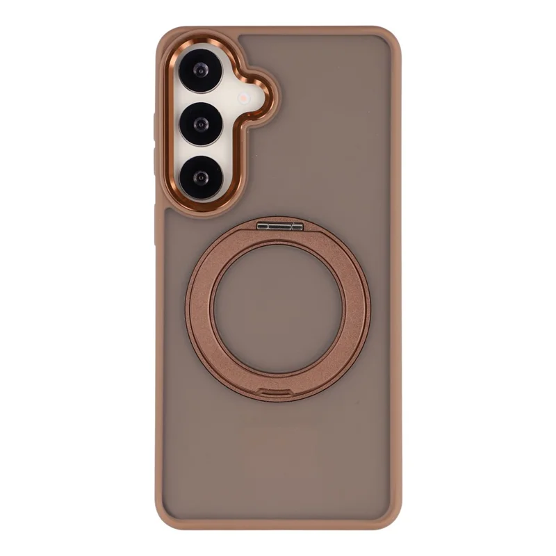 Capa para Samsung Galaxy S25 FE com Suporte Giratório TPU + PC, Revestimento Traseiro Mate Antiderrapante - Dourado