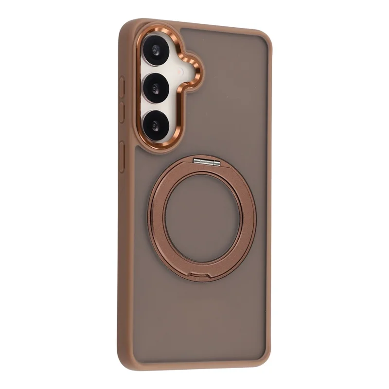 Capa para Samsung Galaxy S25 FE com Suporte Giratório TPU + PC, Revestimento Traseiro Mate Antiderrapante - Dourado