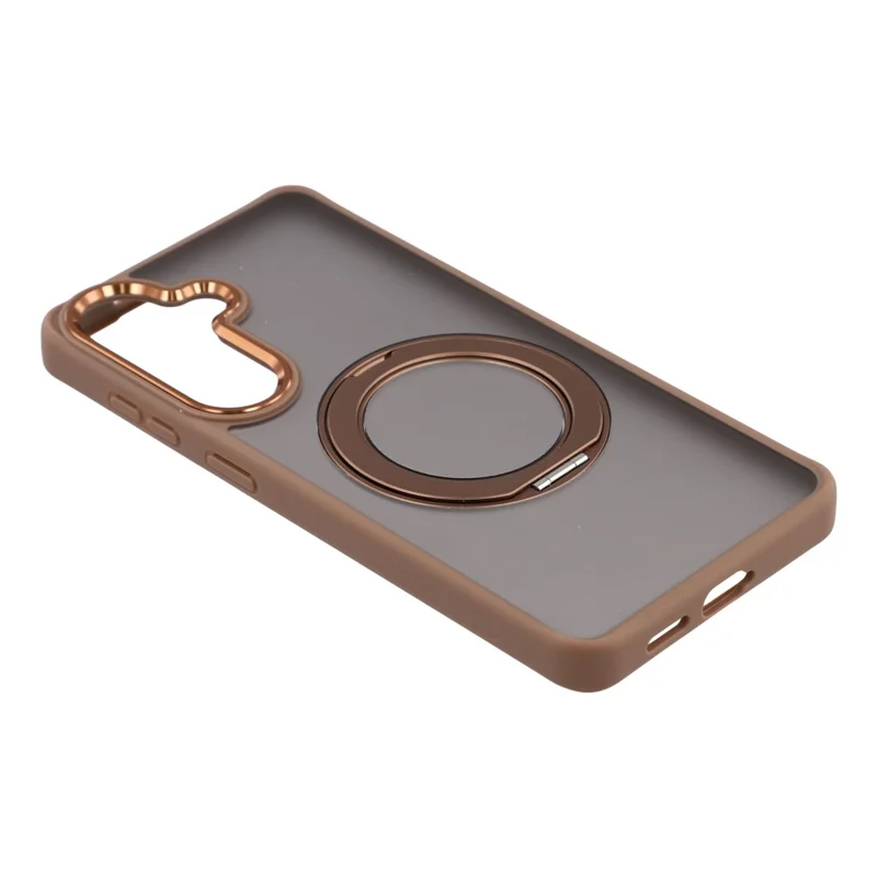 Capa para Samsung Galaxy S25 FE com Suporte Giratório TPU + PC, Revestimento Traseiro Mate Antiderrapante - Dourado