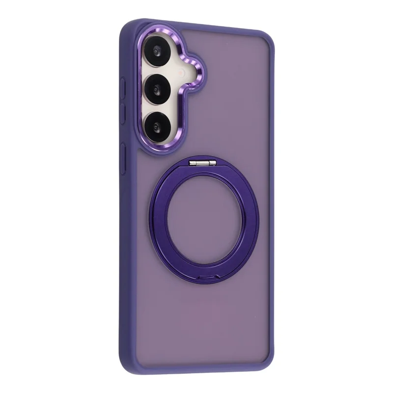 Capa para Samsung Galaxy S24+ com Suporte Giratório TPU + PC, Capa Traseira Fosca Antiderrapante - Roxo