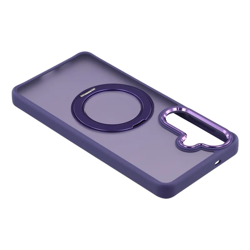 Capa para Samsung Galaxy S24+ com Suporte Giratório TPU + PC, Capa Traseira Fosca Antiderrapante - Roxo