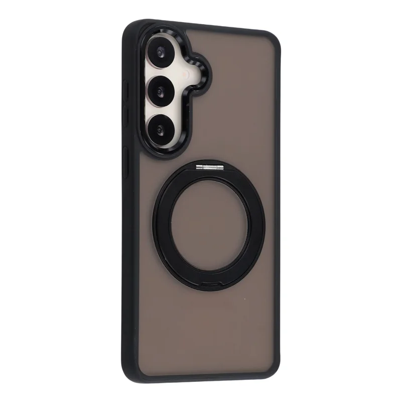 Für Samsung Galaxy S24 FE Hülle Drehbarer Ständer TPU + PC Anti-Rutsch-Matt-Telefonrückseite - Schwarz