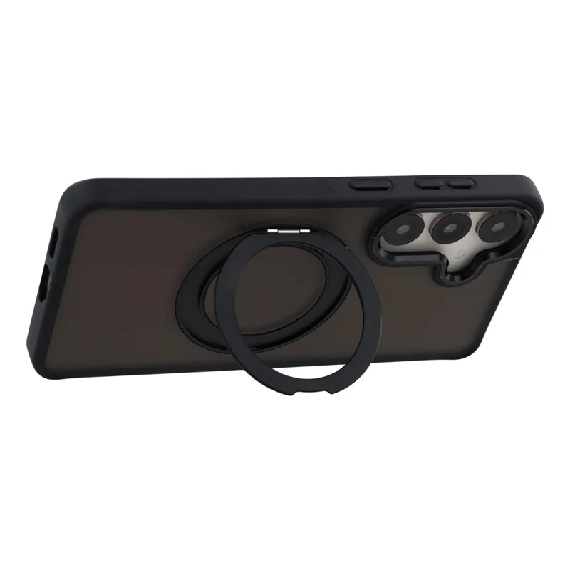 Für Samsung Galaxy S24 FE Hülle Drehbarer Ständer TPU + PC Anti-Rutsch-Matt-Telefonrückseite - Schwarz