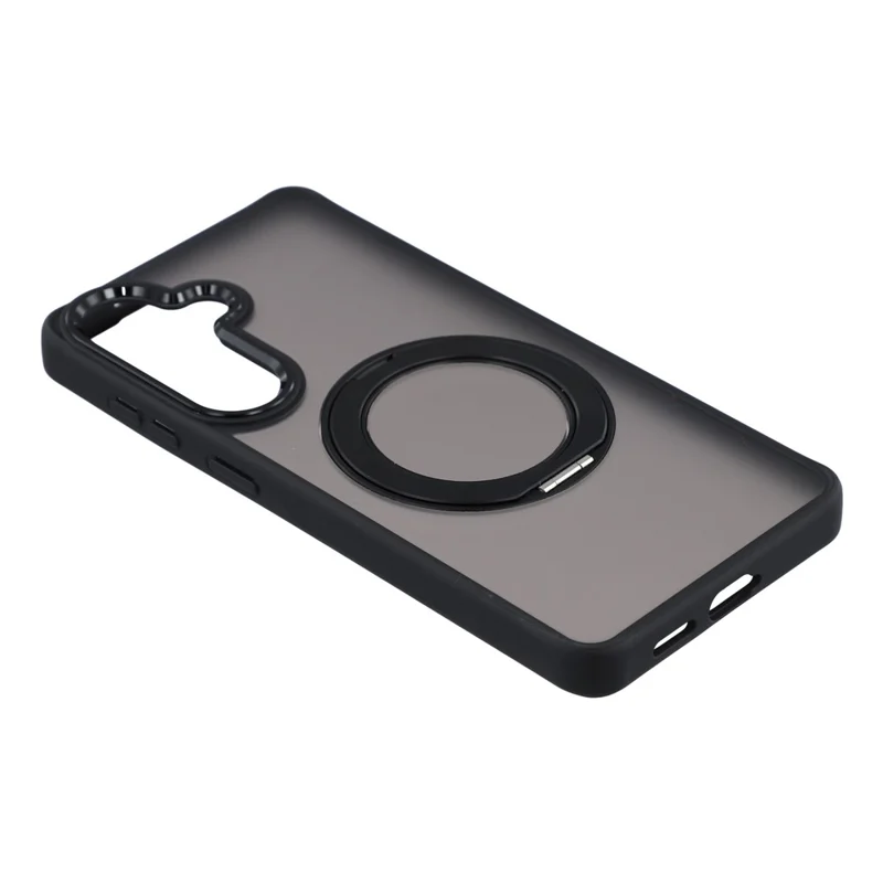 Für Samsung Galaxy S24 FE Hülle Drehbarer Ständer TPU + PC Anti-Rutsch-Matt-Telefonrückseite - Schwarz