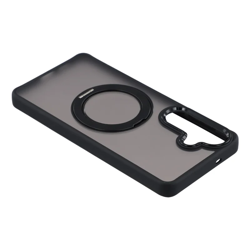 Für Samsung Galaxy S24 FE Hülle Drehbarer Ständer TPU + PC Anti-Rutsch-Matt-Telefonrückseite - Schwarz