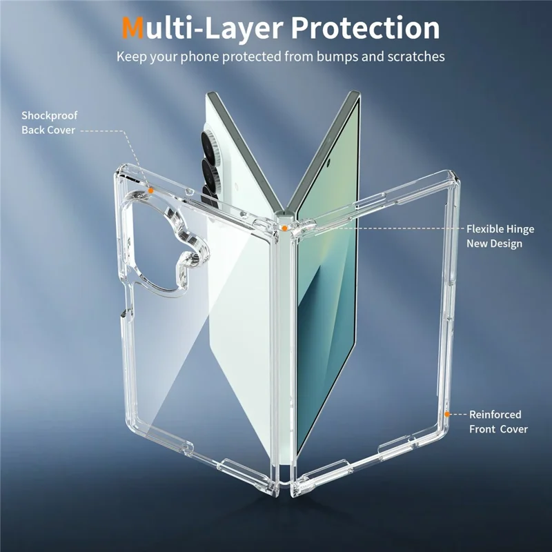 For Samsung Galaxy Z Fold8 Ultra Case Anti-Scratch TPU + Acrylic Clear Back Phone Cover - Transparent