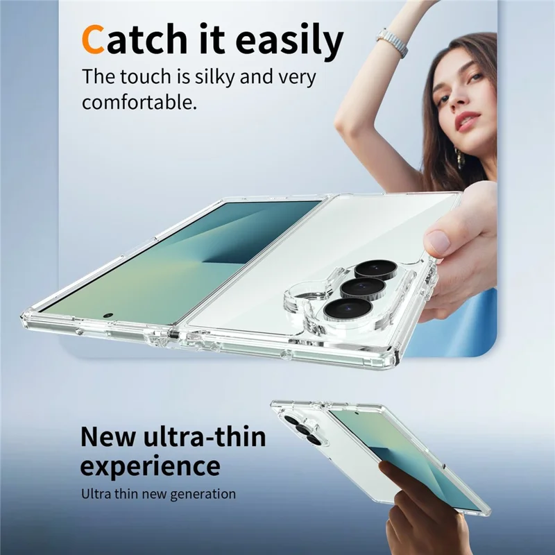 For Samsung Galaxy Z Fold8 Ultra Case Anti-Scratch TPU + Acrylic Clear Back Phone Cover - Transparent