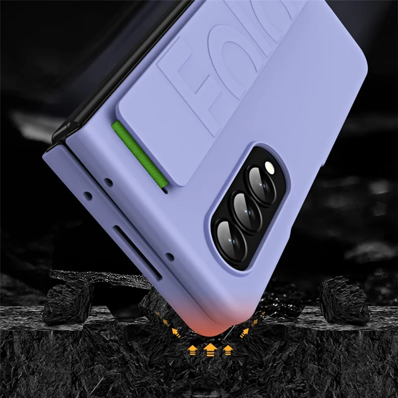 Shockproof Case for Samsung Galaxy Z Fold4 5G Anti-Fall Hard PC Phone Case Rubberized Protective Case with Elastic Strap - Black